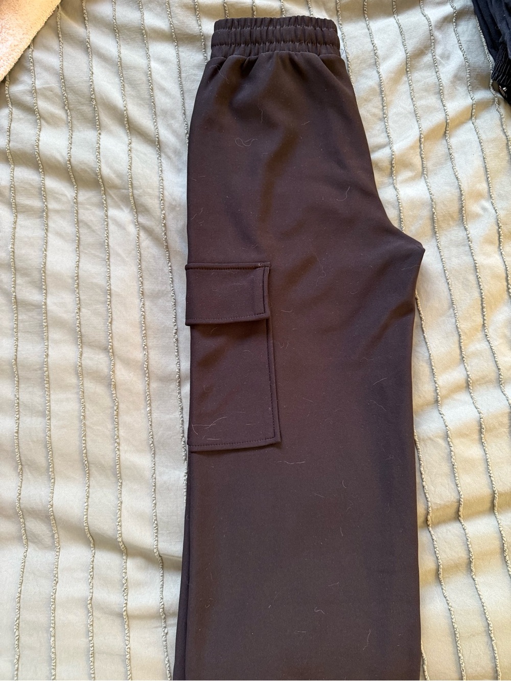 Women’s Black Cargo Track Pants - wide leg, short girl friendly